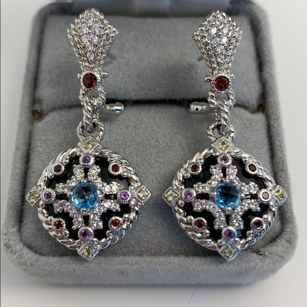 Judith Ripka Sterling Silver Gemstone Earrings